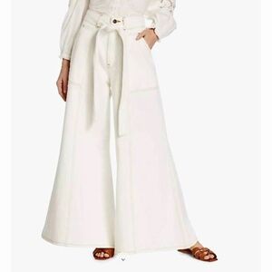 FARM Rio NWT High Waist Wide Leg Belted Twill Jeans (L)